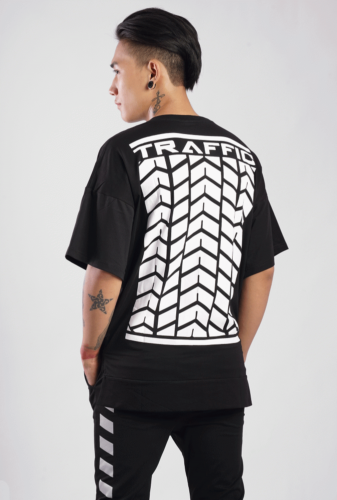 YGN TRAFFIC TYRE Design T-shirtBlack & White(Boy)